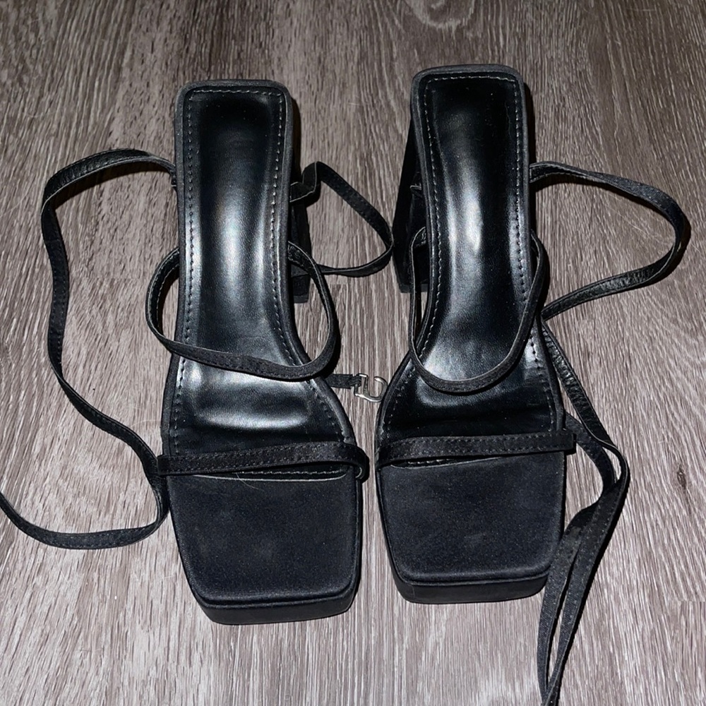 Square Toe Black Heels
